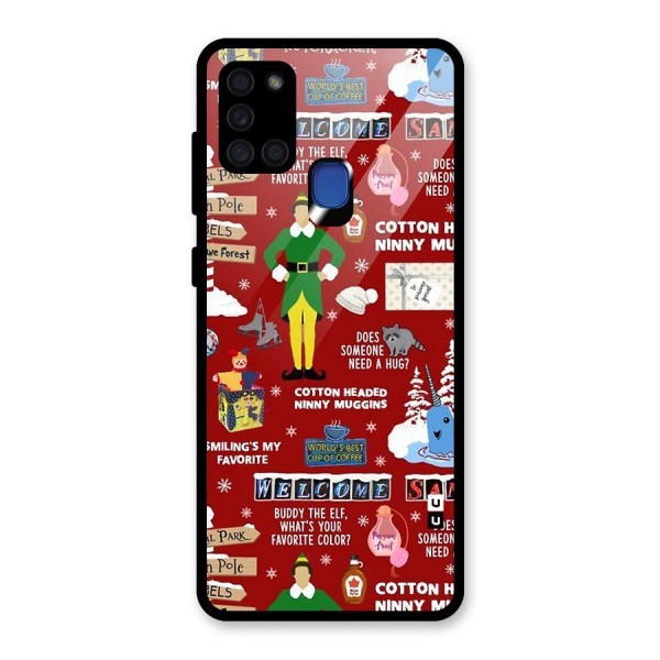 Christmas Cute Doodles Glass Back Case for Galaxy A21s