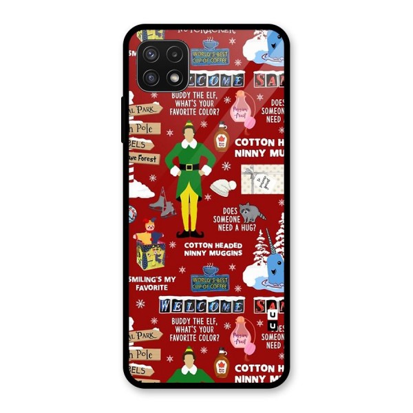 Christmas Cute Doodles Glass Back Case for Galaxy A22 5G