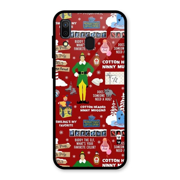 Christmas Cute Doodles Glass Back Case for Galaxy A30