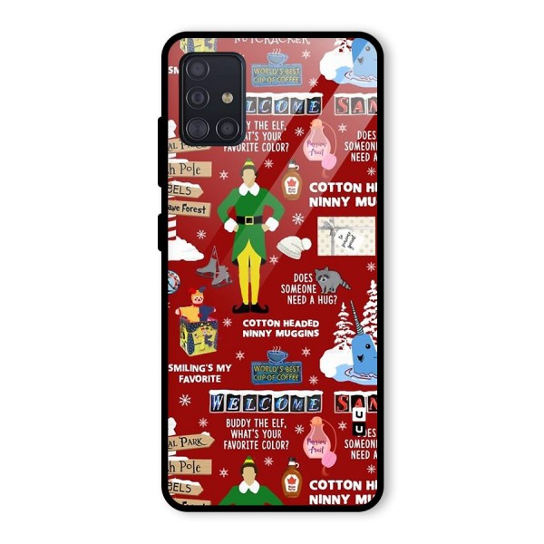 Christmas Cute Doodles Glass Back Case for Galaxy A51