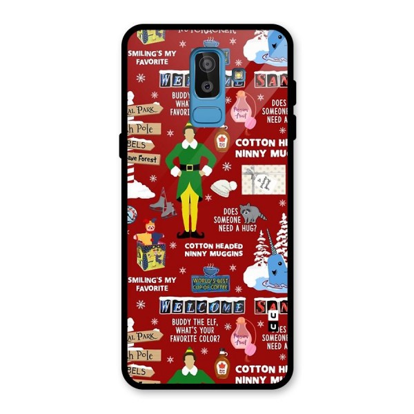 Christmas Cute Doodles Glass Back Case for Galaxy J8