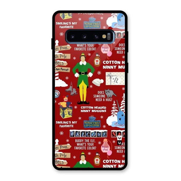 Christmas Cute Doodles Glass Back Case for Galaxy S10