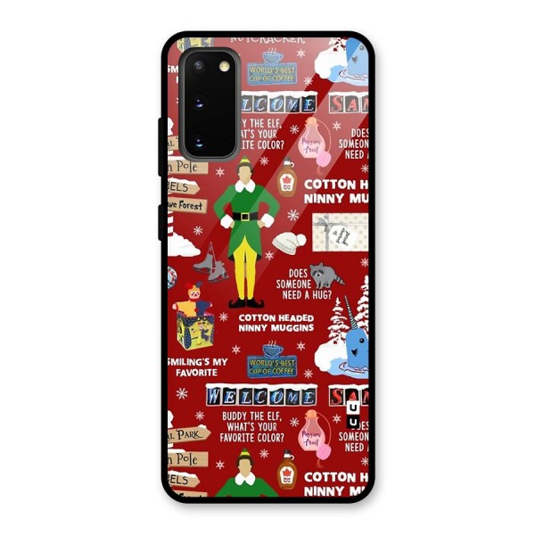 Christmas Cute Doodles Glass Back Case for Galaxy S20