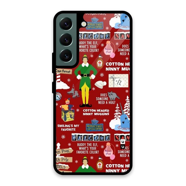 Christmas Cute Doodles Glass Back Case for Galaxy S22 5G