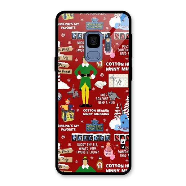 Christmas Cute Doodles Glass Back Case for Galaxy S9