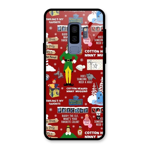 Christmas Cute Doodles Glass Back Case for Galaxy S9 Plus