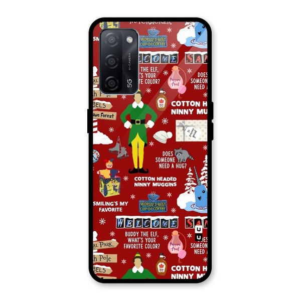 Christmas Cute Doodles Glass Back Case for Oppo A53s 5G