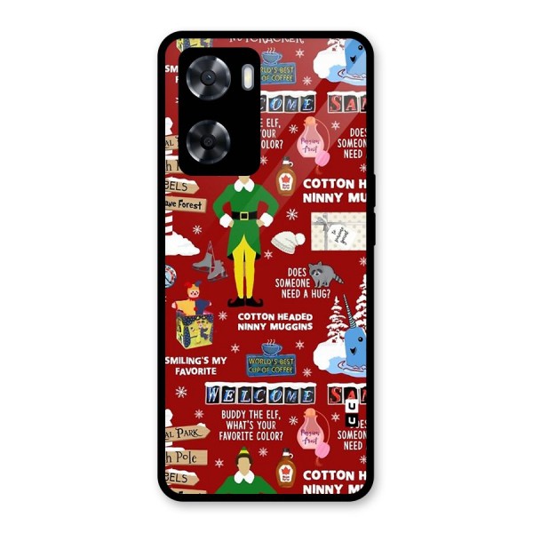 Christmas Cute Doodles Glass Back Case for Oppo A57 2022