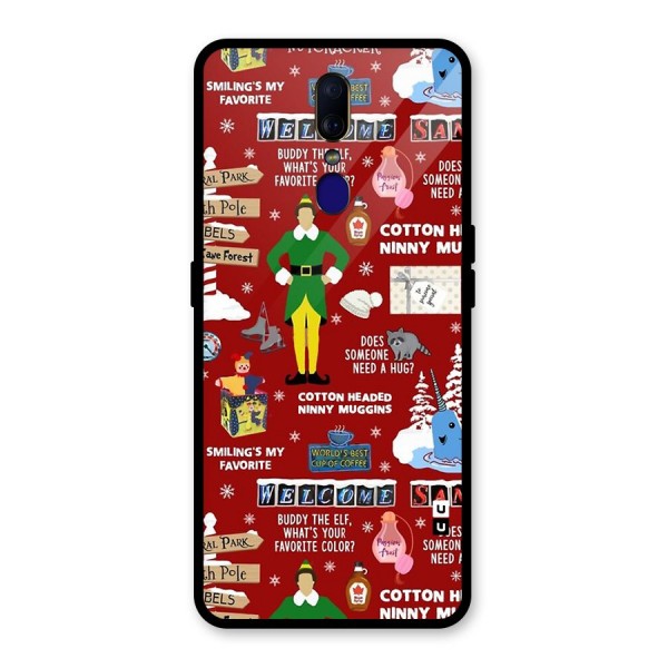 Christmas Cute Doodles Glass Back Case for Oppo F11