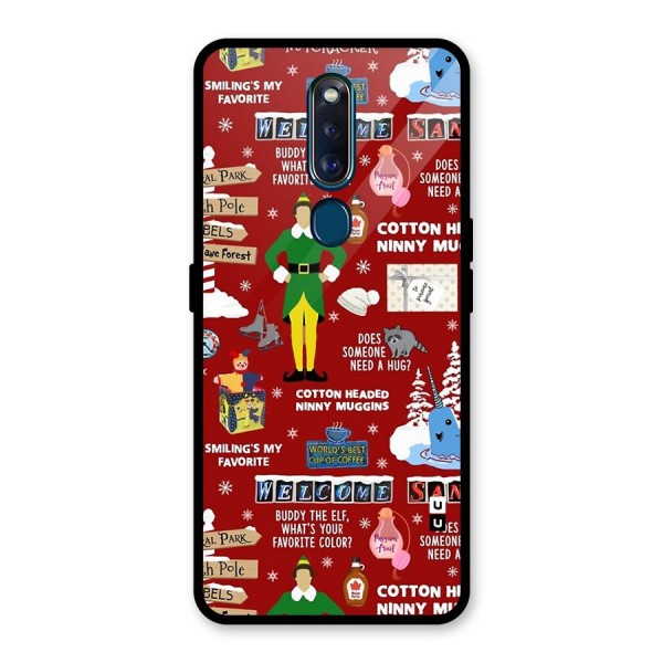 Christmas Cute Doodles Glass Back Case for Oppo F11 Pro