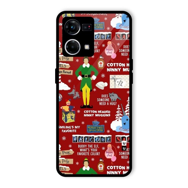 Christmas Cute Doodles Glass Back Case for Oppo F21 Pro 4G