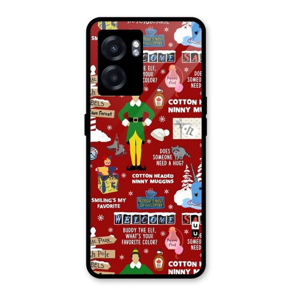 Christmas Cute Doodles Glass Back Case for Oppo K10 (5G)