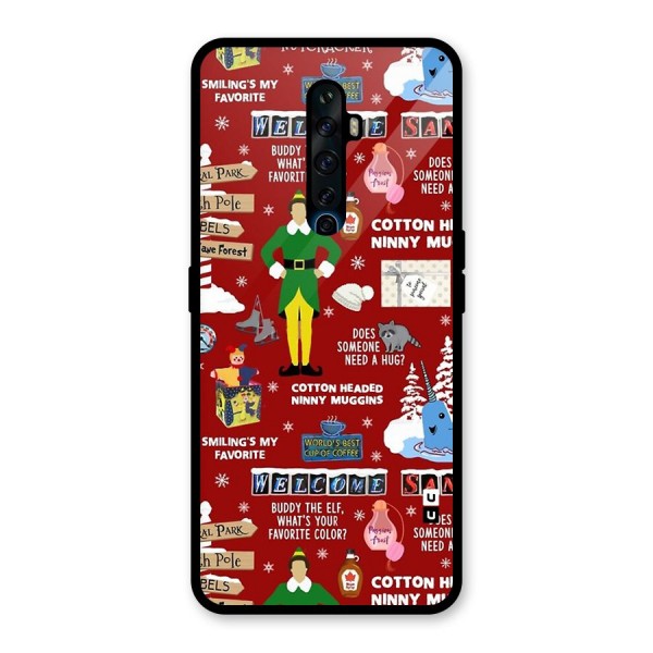 Christmas Cute Doodles Glass Back Case for Oppo Reno2 Z