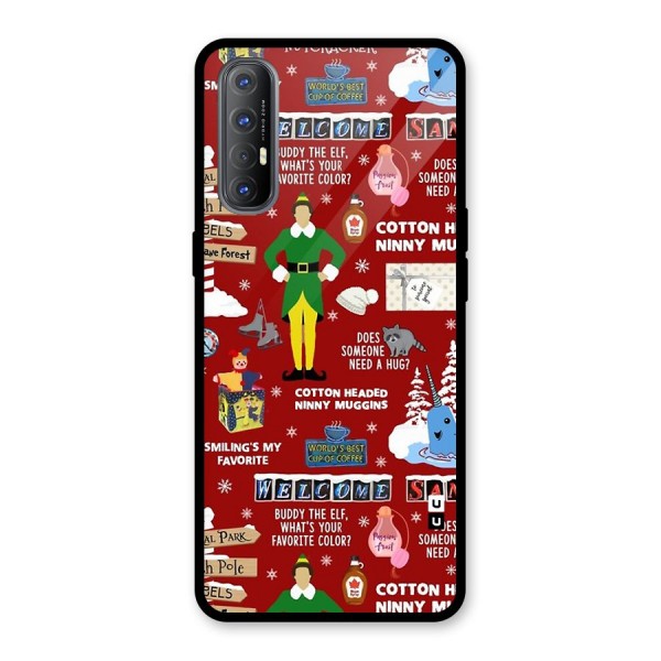 Christmas Cute Doodles Glass Back Case for Oppo Reno3 Pro