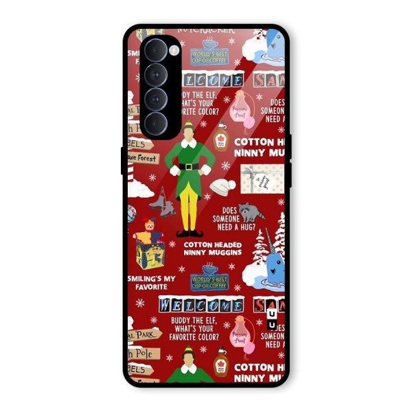 Christmas Cute Doodles Glass Back Case for Oppo Reno4 Pro