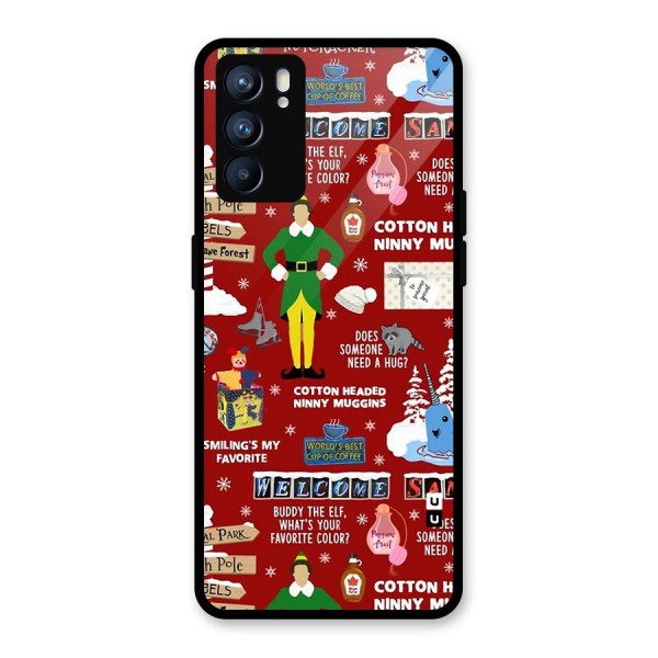 Christmas Cute Doodles Glass Back Case for Oppo Reno6 5G