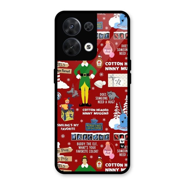 Christmas Cute Doodles Glass Back Case for Oppo Reno8 5G