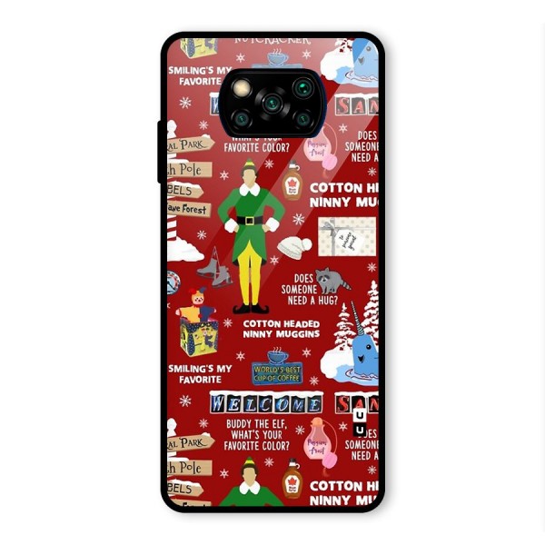 Christmas Cute Doodles Glass Back Case for Poco X3 Pro