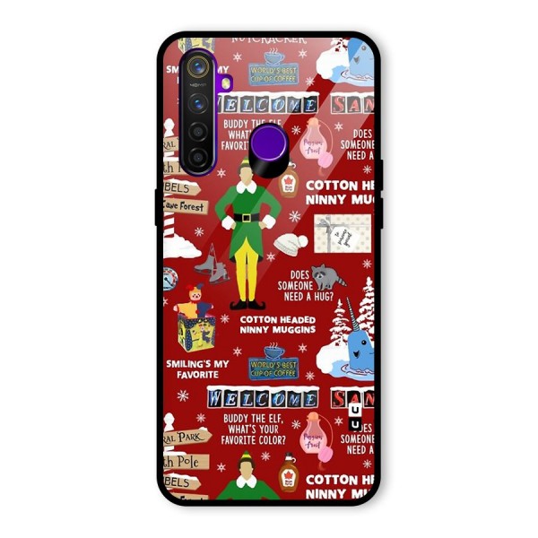 Christmas Cute Doodles Glass Back Case for Realme 5 Pro