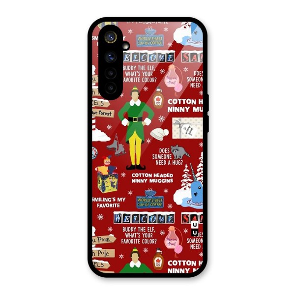 Christmas Cute Doodles Glass Back Case for Realme 6