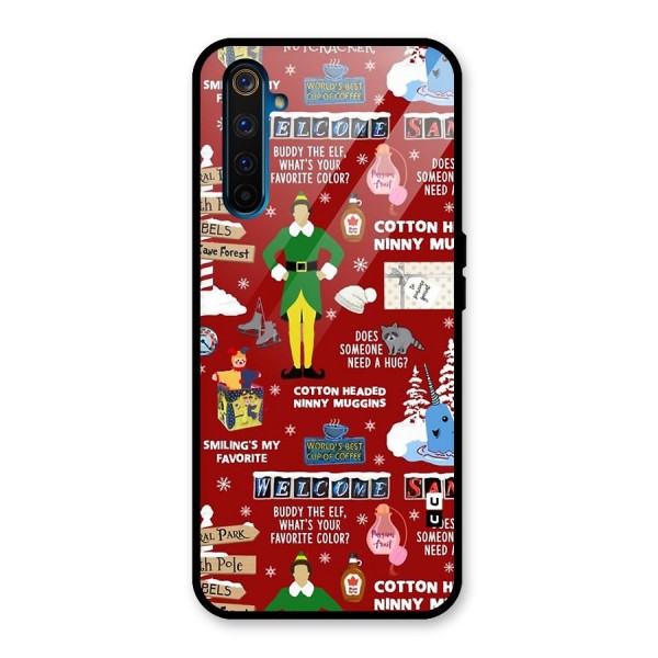 Christmas Cute Doodles Glass Back Case for Realme 6 Pro