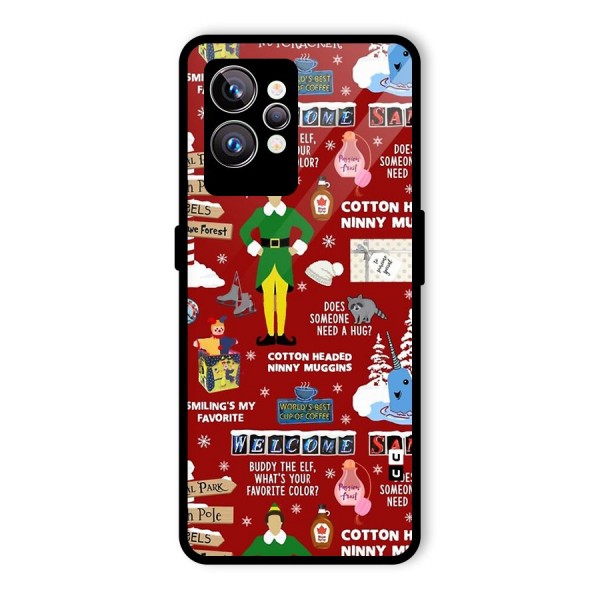 Christmas Cute Doodles Glass Back Case for Realme GT2 Pro