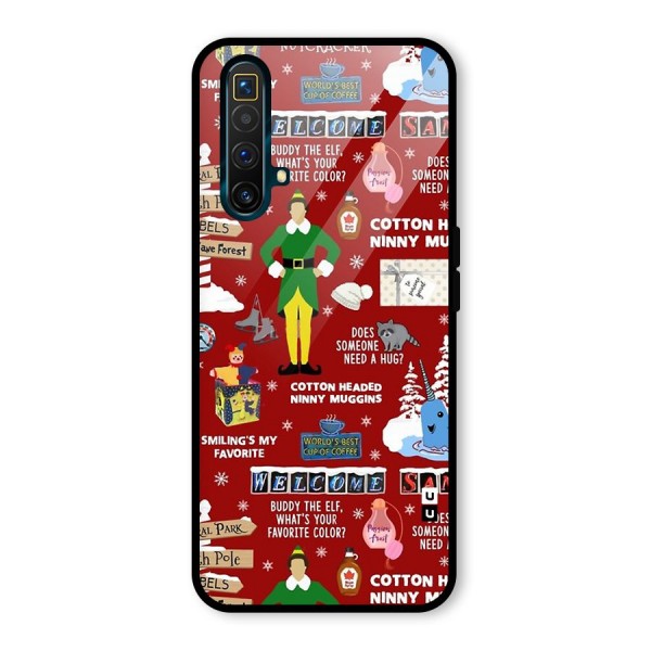 Christmas Cute Doodles Glass Back Case for Realme X3 SuperZoom