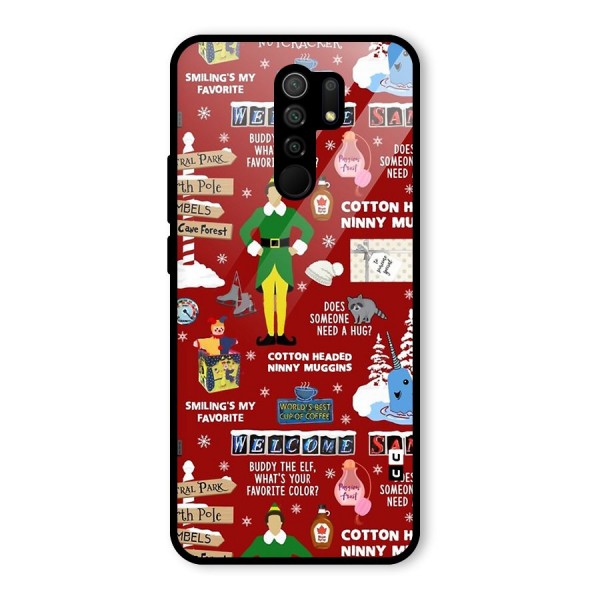 Christmas Cute Doodles Glass Back Case for Redmi 9 Prime