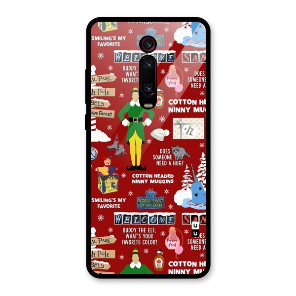 Christmas Cute Doodles Glass Back Case for Redmi K20 Pro