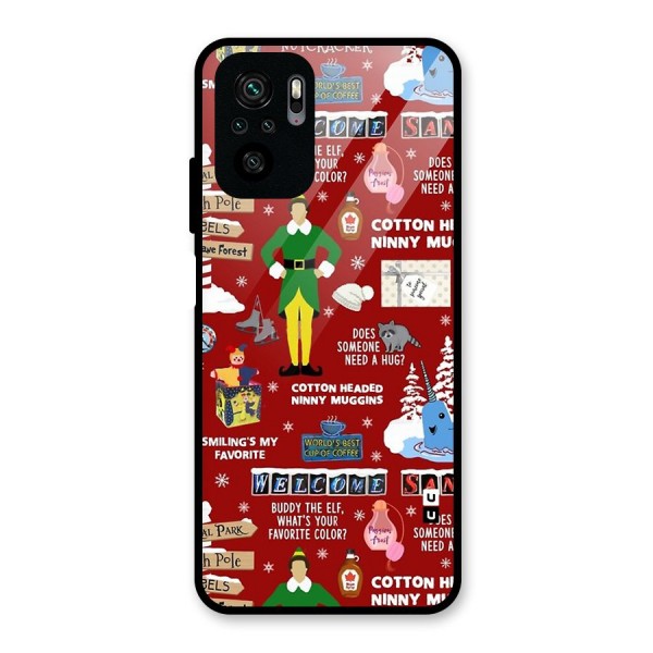 Christmas Cute Doodles Glass Back Case for Redmi Note 10