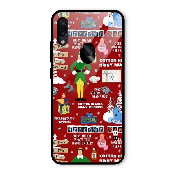 Christmas Cute Doodles Glass Back Case for Redmi Note 7