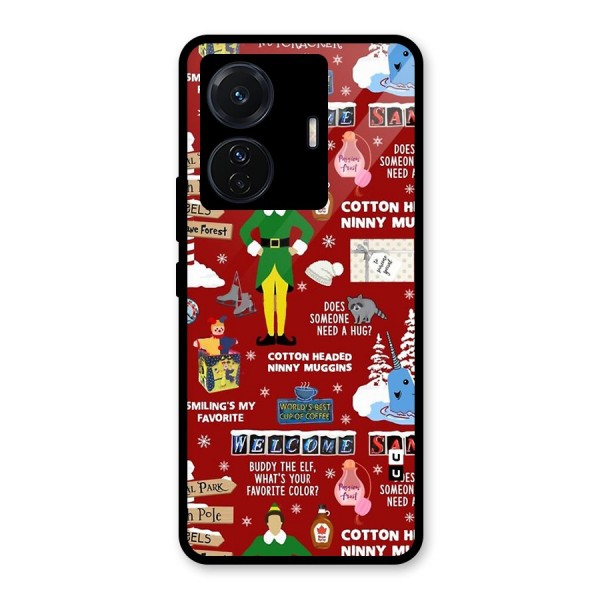 Christmas Cute Doodles Glass Back Case for Vivo T1 Pro