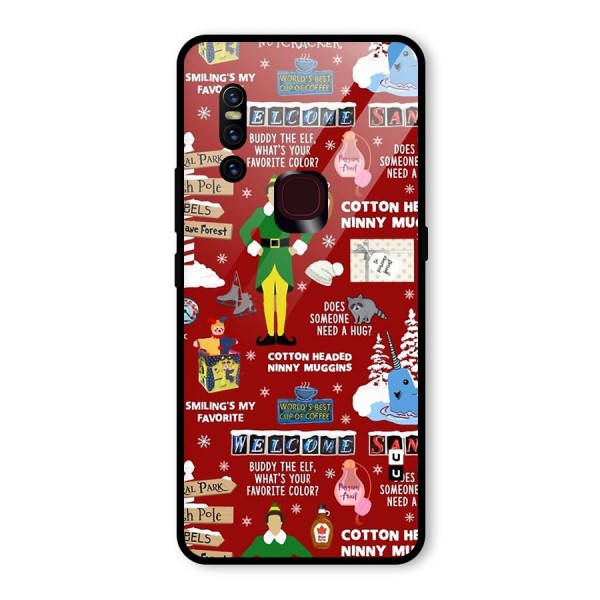 Christmas Cute Doodles Glass Back Case for Vivo V15