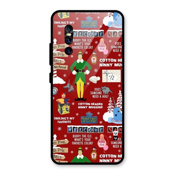 Christmas Cute Doodles Glass Back Case for Vivo V15 Pro