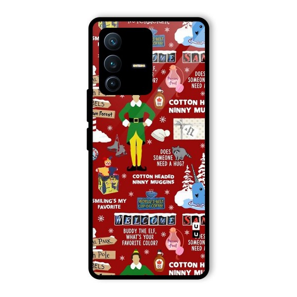 Christmas Cute Doodles Glass Back Case for Vivo V23 Pro