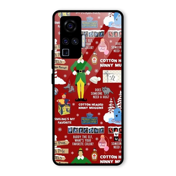 Christmas Cute Doodles Glass Back Case for Vivo X50 Pro