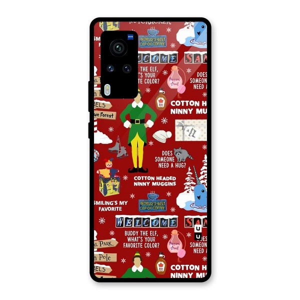 Christmas Cute Doodles Glass Back Case for Vivo X60 Pro