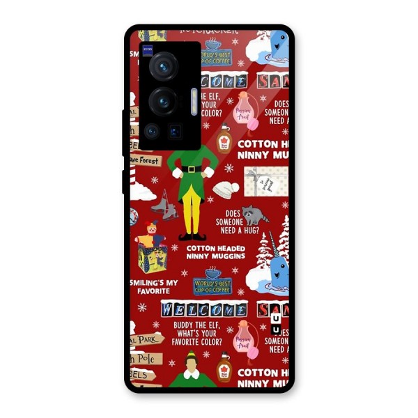 Christmas Cute Doodles Glass Back Case for Vivo X70 Pro