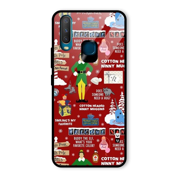 Christmas Cute Doodles Glass Back Case for Vivo Y15