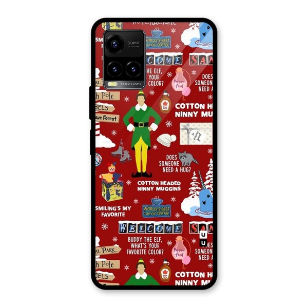 Christmas Cute Doodles Glass Back Case for Vivo Y21G