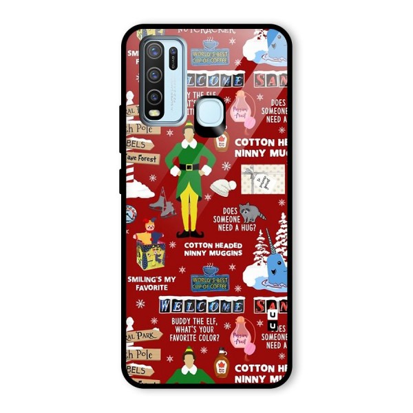 Christmas Cute Doodles Glass Back Case for Vivo Y50