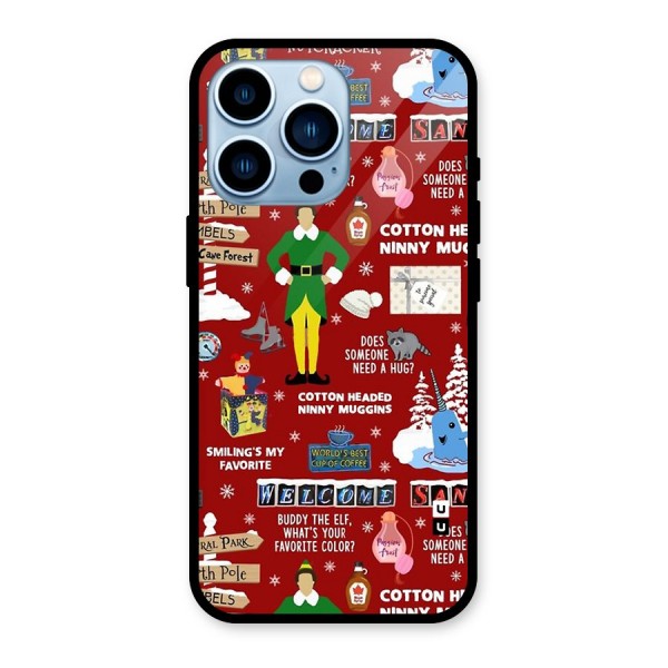 Christmas Cute Doodles Glass Back Case for iPhone 13 Pro