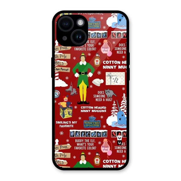 Christmas Cute Doodles Glass Back Case for iPhone 14