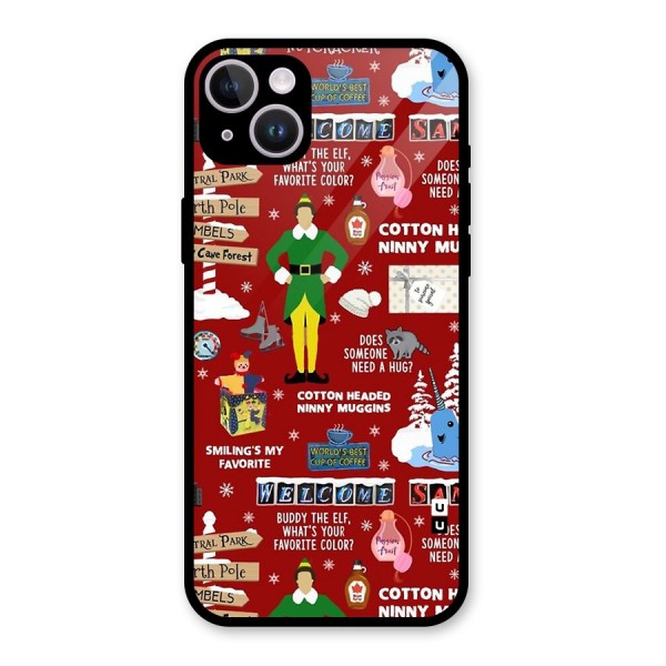 Christmas Cute Doodles Glass Back Case for iPhone 14 Plus