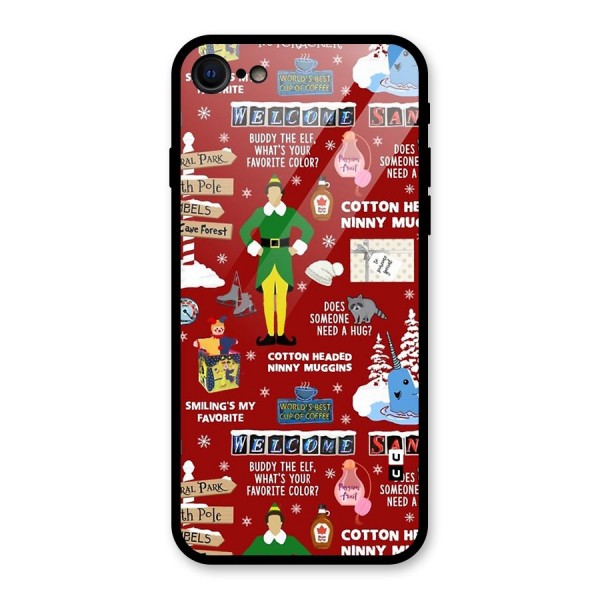 Christmas Cute Doodles Glass Back Case for iPhone 8