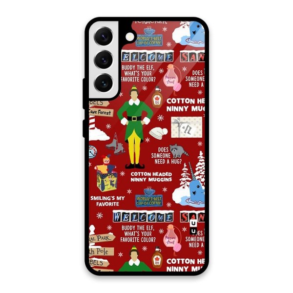 Christmas Doodles Glass Back Case for Galaxy S22 Plus 5G