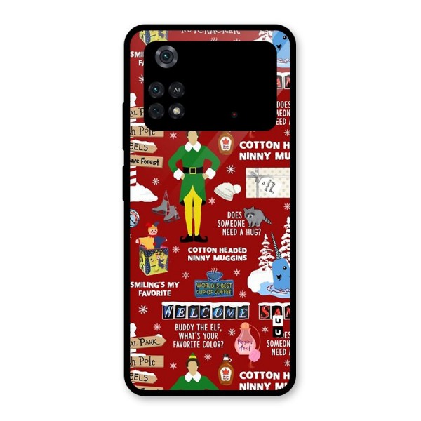 Christmas Doodles Glass Back Case for Poco M4 Pro 4G