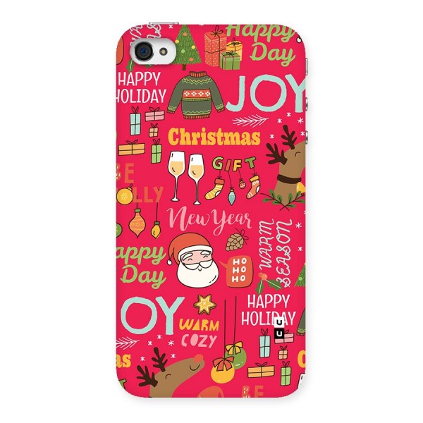 Christmas Joy Happy Day Back Case for iPhone 4 4s