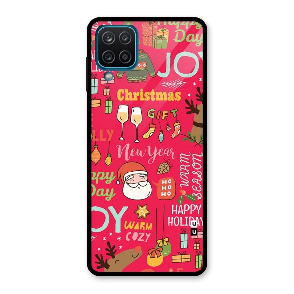 Christmas Joy Happy Day Glass Back Case for Galaxy A12