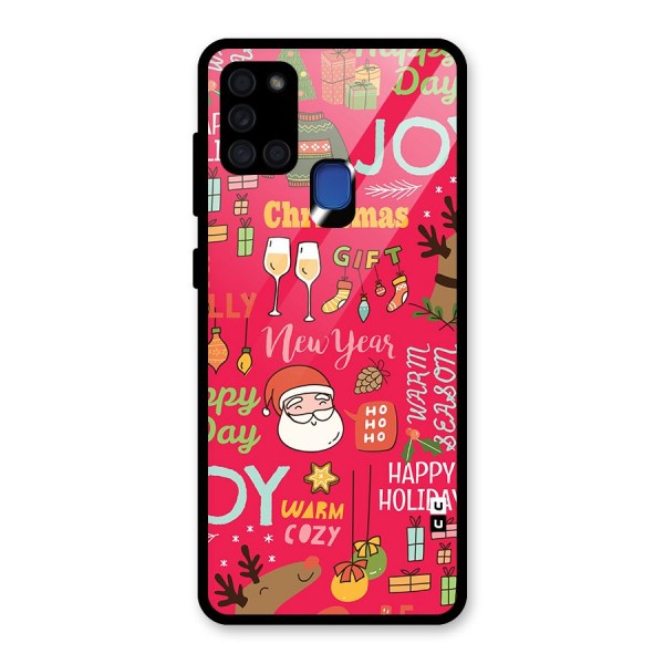 Christmas Joy Happy Day Glass Back Case for Galaxy A21s